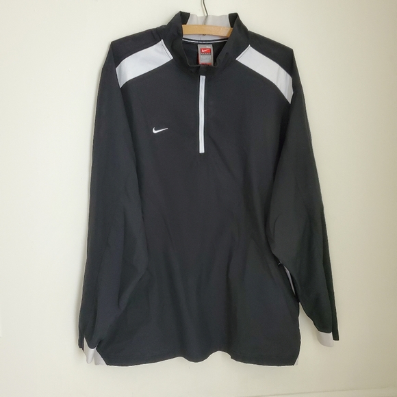 Nike Team Fit Storm Black Windbreaker Mockneck Half Zip Jacket - Picture 1 of 4